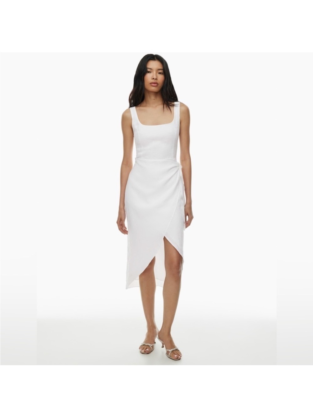 Aritzia Wilfred White Linen Saturn wrap style Midi Dress